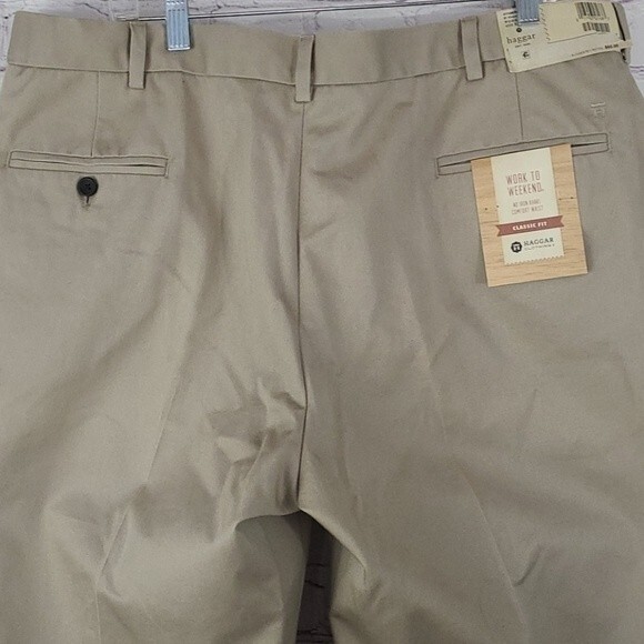 Haggar Classic Fit Comfort Waist Khaki Pants - Picture 4 of 12